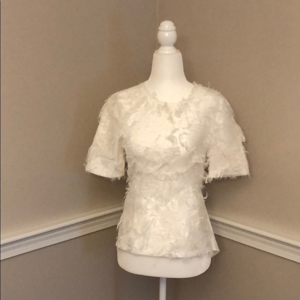 Never worn! White featherlike BCBG MaxAzria top